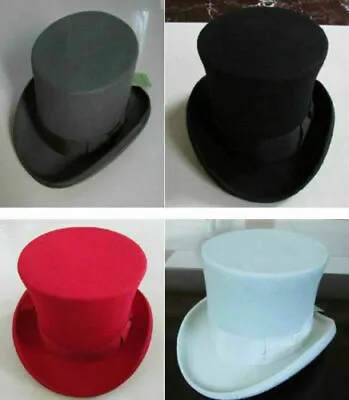 100% Wool Victorian Mad Hatter Top Hat Vivi Magic Performing Caps Crown 16CM • $35.99