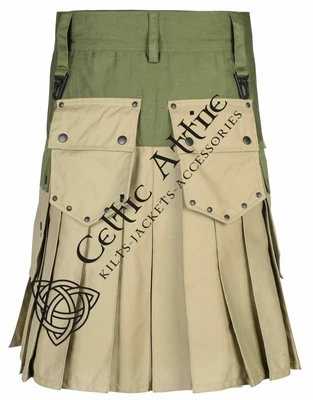 $45 • Buy Workmen Utility Kilt - Two Tone Cotton Tactical Kilt For Men - Made To Measure