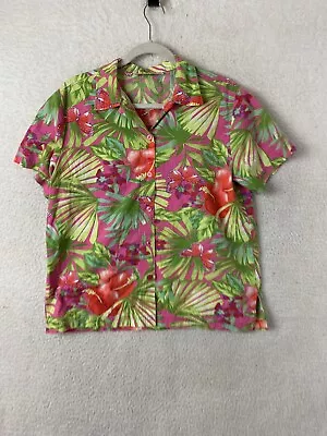 Victoria Jones Unsized Short Sleeve Hawaiian Shirt Multicolor Butterfly's • $10