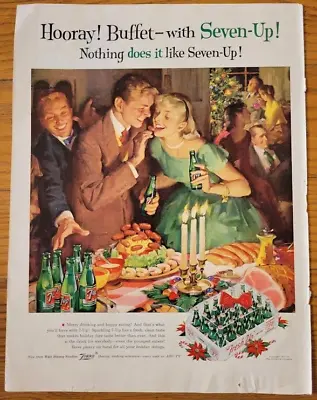 1957 Seven-Up! Magazine Ad Of Young Adults Drinking 7-Up At Christmas Party • $7.99