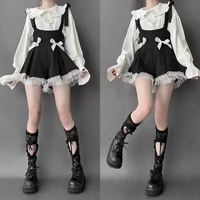 Japanese Sweet Lolita Girls Suspender Shorts Wide Leg Short Pants Trousers Mesh • $26.03