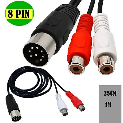 MIDI DIN 8 PIN Male Plug To Dual 2 RCA Phono Female Jack Audio Adapter Cable • $5.14