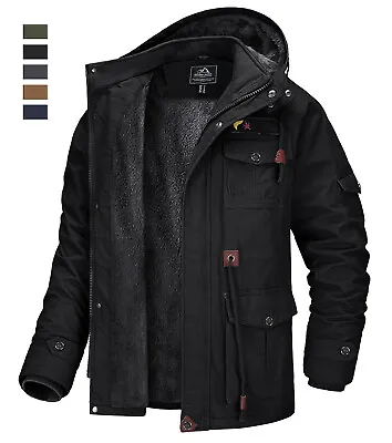 Men's Military Cotton Jacket Winter Casual Cargo Jackets Removable Hood Outwear • $67.98