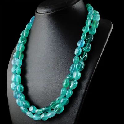 770.00 Cts Earth Mined ENHANCED Emerald Oval Shape Beads Handmade Necklace (DG) • £22.58