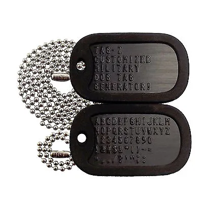 2 Military Dog Tags - Custom Embossed BLACK - GI Identification W/ Silencers • $9.99