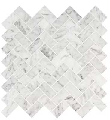 MSI Carrara White Herringbone Honed Marble Mesh-Mounted Mosaic Tile • $11