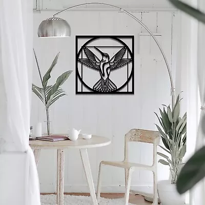 Modern Geometric Hummingbird Wooden Wall Art - Elegant Home Accent For Any Room • £41.49