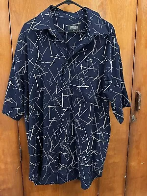 Versace Classic Men’s Size XL Dark Navy Blue Button Up Shirt Collar • $80