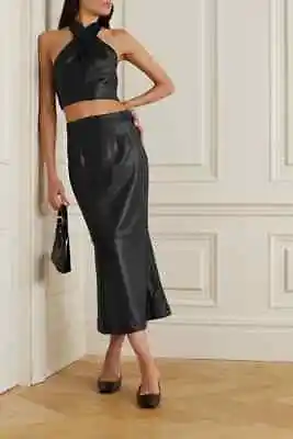 $259 • Buy NWT Staud Laurel Vegan Leather Skirt Size 10 Black MSRP:$350