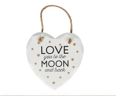 £3.19 • Buy Sass & Belle Love You To The Moon And Back White Heart Plaque Valentines Gift
