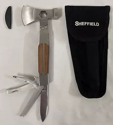 Sheffield Mini Axe Multi Survival Tool With Blade Cover & Belt Mounting Case • $1