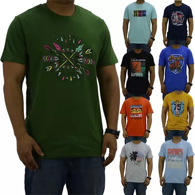 £5.99 • Buy Mens Printed T Shirts Short Sleeve Cotton Crew Neck Tees Beach Top NEW S - 6XL