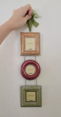 Pier 1 Imports Mini 3 Enamel Picture Frames Silver Base Accents Home Decor Cute! • $14.95