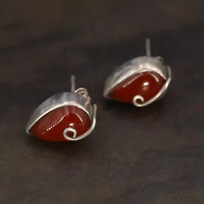 VTG Sterling Silver - SOUTHWESTERN Carnelian Teardrop Lace Post Earrings - 3g • $2.99