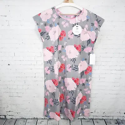 Gownies Hospital Gown Size S / M Gray Pink Floral Maternity Delivery NEW • £22.55