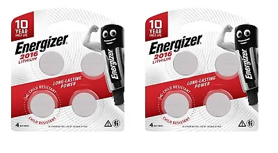 Energizer Button Batteries CR2016 2 X 4 Pack 3V Lithium Long Lasting Battery • $15