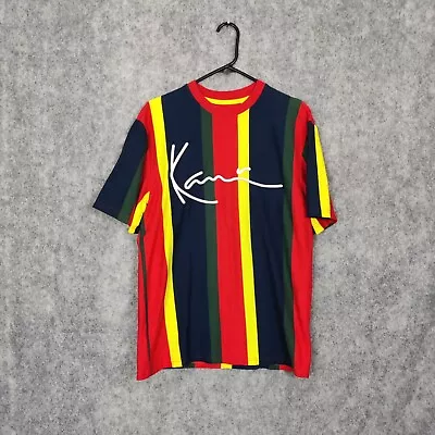 Karl Kani T Shirt Men's S Small Striped Cotton Embroidered Signature Logo • £22.99