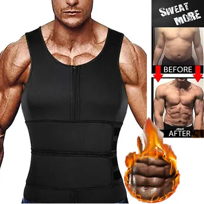 $12.99 • Buy AU Mens Fat Burner Sauna Vest Wrap Stomach Weight Loss Body Shaper Waist Trainer