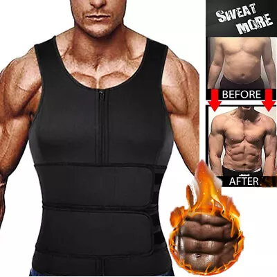 AU Mens Fat Burner Sauna Vest Wrap Stomach Weight Loss Body Shaper Waist Trainer • $12.99