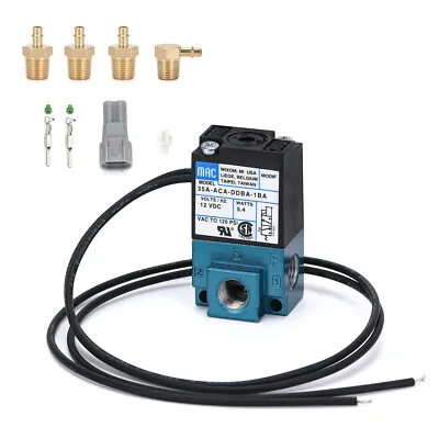 MAC 3 Port 5.4W Electronic Boost Control Solenoid Valve + Barbed Brass Fittings • $17.90