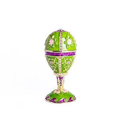 Green  Faberge Egg Trinket Box & Music Handmade By Keren Kopal Austrian Crystals • $4.25