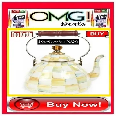 ✅🗣🚨🔴SALE🔴📢MACKENZIE CHILDS Parchment Check KETTLE Retired🚨📢🤑BUY NOW🤑🛍️ • $99.99