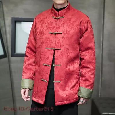 Men Cotton-padded Coat Thicken Chinese Style Retro Plate-button Jacket Jacquard • $94.47