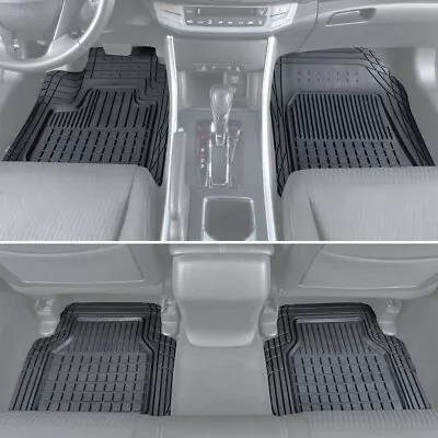 $49.99 • Buy 4pc Set Motor Trend Car Floor Mats All Weather Rubber Semi Custom Fit Heavy Duty