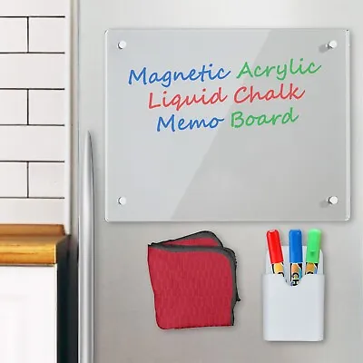 Acrylic Note Board Refrigerator Dry Erase Board Magnetic Clear 16”x12  • $7.99