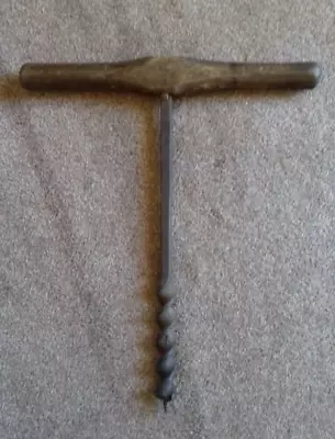 £7.25 • Buy Vintage Hand Auger Wood T Handle -  Green Woodwork Drill Boring