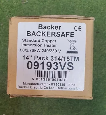 Backer 09193VS Copper Immersion Heater With Safety Thermostat - 14  • £19