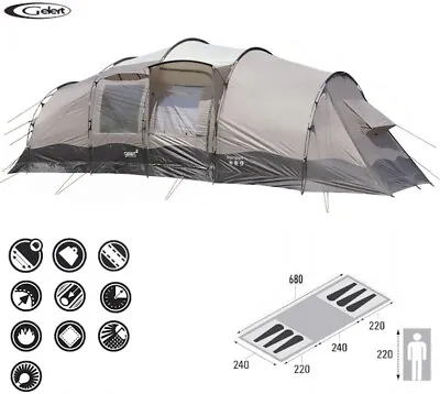 Gelert Horizon 6 Berth Tunnel Tent Waterproof 3000HH Camping 6 Man • £100