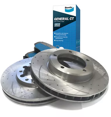 SLOTTED DIMPLED Front 300mm BRAKE ROTORS X 2 & PADS CRUZE 09~19  17& 18 RIM • $209