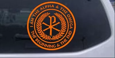 Chi Rho Monogram Alpha Omega Car Truck Window Decal Sticker Orange 4X4 • $5.10