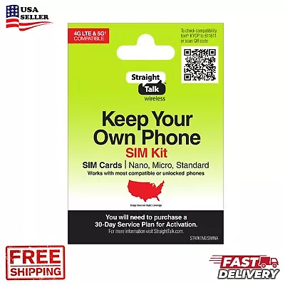 Straight Talk Keep Your Own Phone SIM Kit No Airtime - Prepaid • $2.62