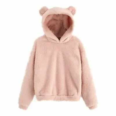 £21.52 • Buy Women Warm Long Sleeve Fleece Sweatshirt  Bear Ears Shape Hoodie Winter Pullover