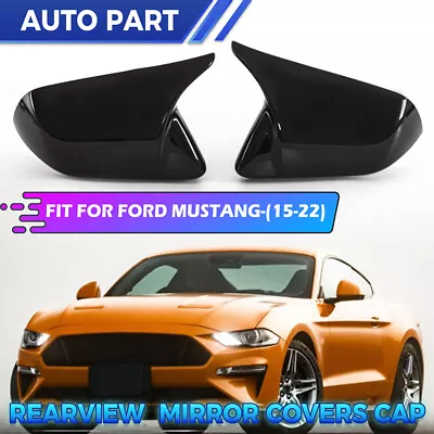 M HORN Gloss Black Rear View Mirror Cover Shell Trim For Ford Mustang 2015 -2022 • $8.88