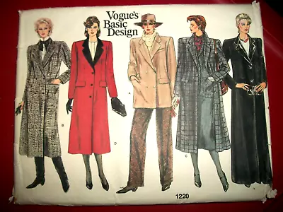 Vintage Miss Vogue Pattern 1220 Loose Fitting Coat 3 Lengths UNCUT FF Size 12 • $5.99