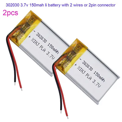 2pcs 3.7V 150mAh JST 2pin Connector Plug Replacement Lipo Battery Li-ion 302030 • £7.08