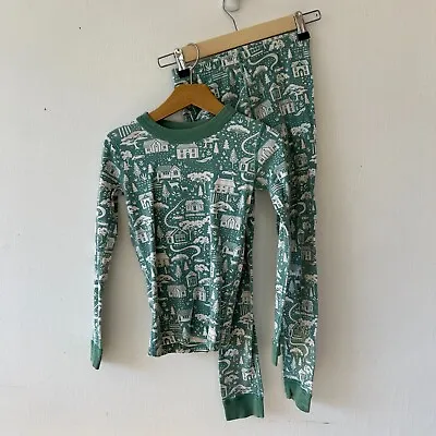 Hanna Andersson Christmas Pajamas Kids Size 8 130 Green Winter Landscape Holiday • $17.97