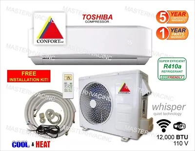 12000 BTU Ductless Air Conditioner Heat Pump Mini Split 110V 1 Ton W/kit WiFi • $498
