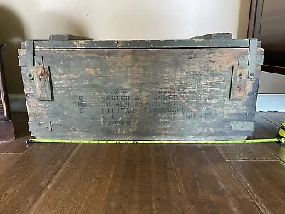 Vtg 1930s 40s US Military Wood & Iron Ammo Crate Chest Latching Box 25”x 12”x 12 • $160