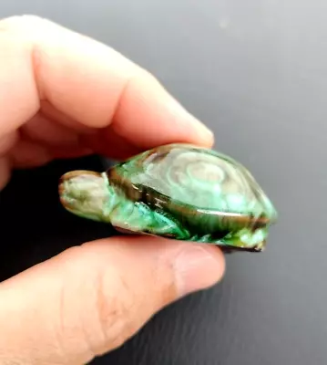 Vintage MCM Hallstatt Austria Miniature Turtle Figurine Green Majolica Pottery  • $30