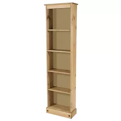 5 Tier Solid Pine Bookcase Tall Narrow Display Shelving Storage Wood Furniture • £74.99