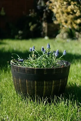 £51.95 • Buy Half Whiskey Barrel Planter  Plastic Tub Garden Flower Pot Herb Patio Container