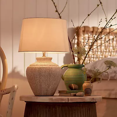 Country Living Falmouth Ceramic Ivory Linen Table Lamp - 618061 • £59.99