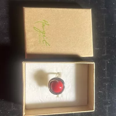 Hagit Designs Sterling Silver Ring 925 Israel  Size 7 Red Stone • $30