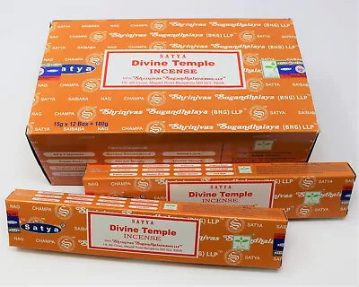 Satya Nag Champa DIVINE TEMPLE Incense Sticks: Choose 15 30 45 90 Or 180 Gm  • $4.90
