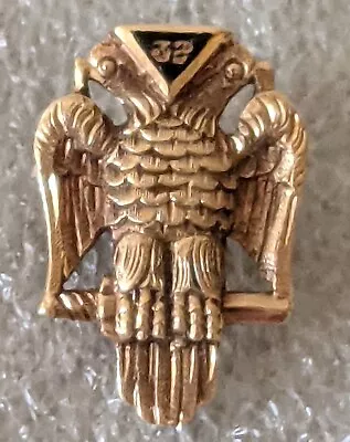 Vintage Masonic Scottish Rite Double Eagle 32 Pin Solid 14k Gold 2.2 Grams • $125