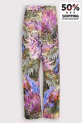 RRP €220 MARINA RINALDI Trousers Plus Size 27 US18 L Floral High Waist Slim Fit • $75.78